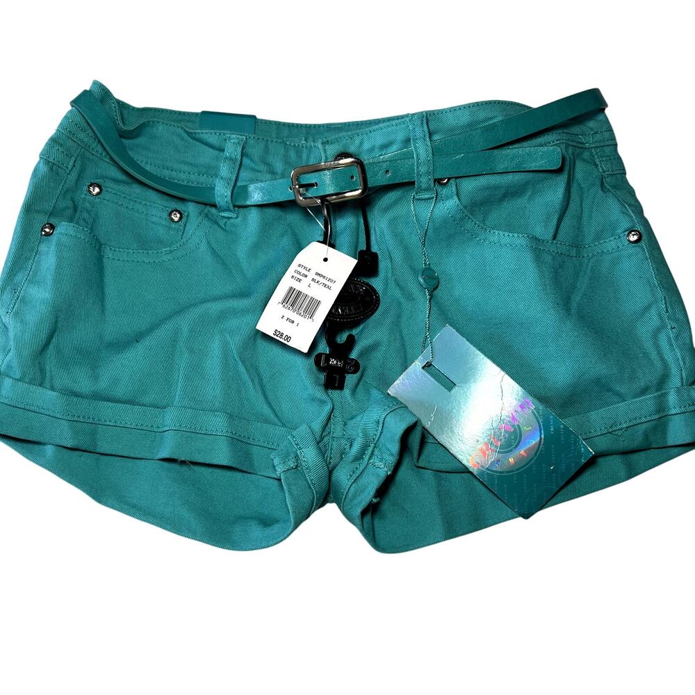 NWT Steve Madden Crunch blue shorts‎ womens 11 retro boho chic fairy grunge y2k